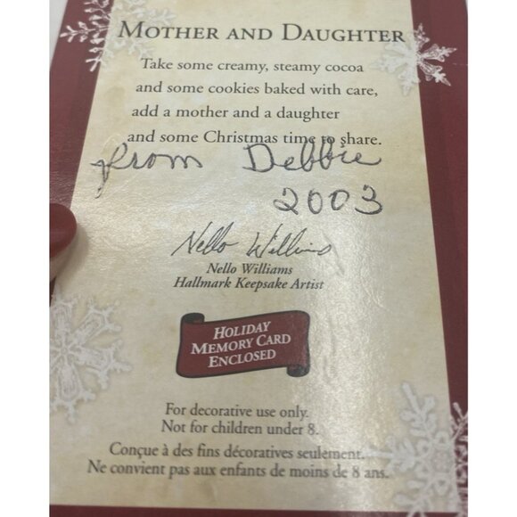 Vintage Hallmark Keepsake Ornament 2003 Mother & Daughter Clip On Christmas - Picture 7 of 13